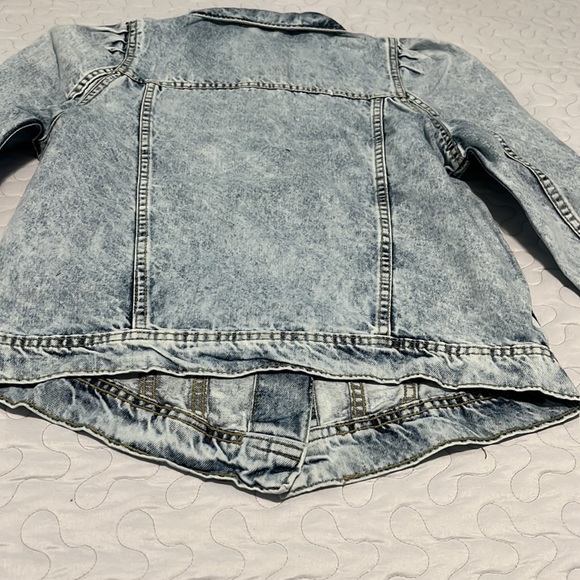 MID BLUE ACID PUFF SLEEVE WESTERN DENIM JACKET SZ 2 - Picture 8 of 11